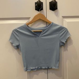 Blue ribbed crop tshirt